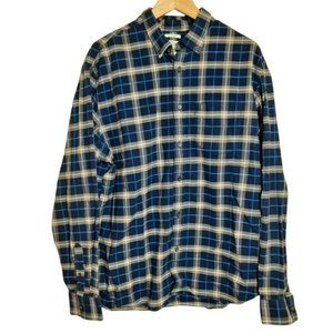 Old Navy The Oxford Shirt Slim Fit Stretch  Blue Plaid Pocket Men’s Size Xl TG